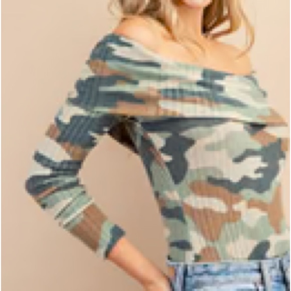 0924. Camo Long Sleeve Bodysuit